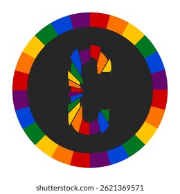 Colorful Abstract capital Letter C with Rainbow Fragment Circle Design