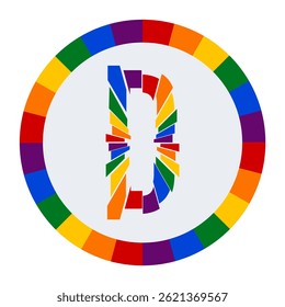 Colorful Abstract capital Letter D on White Background with Rainbow Fragment Circle Design