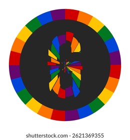 Colorful Abstract capital Letter G with Rainbow Fragment Circle Design