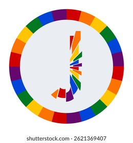 Colorful Abstract capital Letter J on White Background with Rainbow Fragment Circle Design