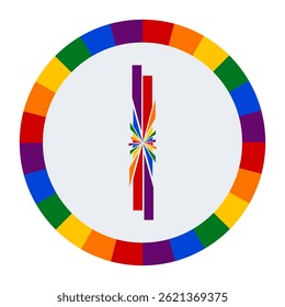 Colorful Abstract capital Letter I on White Background with Rainbow Fragment Circle Design