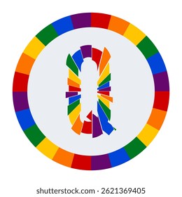 Colorful Abstract capital Letter Q on White Background with Rainbow Fragment Circle Design