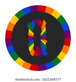 Colorful Abstract capital Letter Q with Rainbow Fragment Circle Design