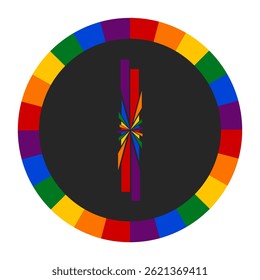 Colorful Abstract capital Letter I with Rainbow Fragment Circle Design