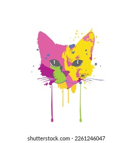 Colorful abstract cat head vector