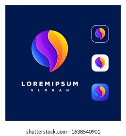 Colorful abstract chat logo design ready to use