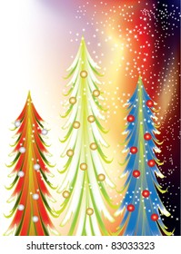 Colorful abstract Christmas trees
