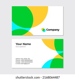 Colorful Abstract Circle Shapes On White Background. Banner Template Design. Business Card For Company. Green And Yellow Graphic Elements