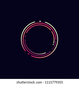 Colorful abstract circle. Technology design, glowing rings. Vector illustration