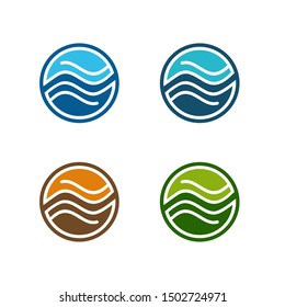 Colorful abstract circle waves vector logo template.