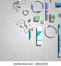 Colorful abstract circles background, dynamic illustration.