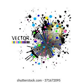 Colorful abstract of circles and ink spots. Vector