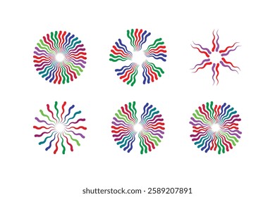 Colorful Abstract Circular Designs on White Background.