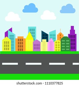 Colorful Abstract City Skyline Vector