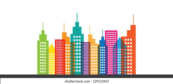 Colorful Abstract City Skyline Vector