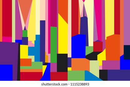 Colorful abstract cityscape of New York.