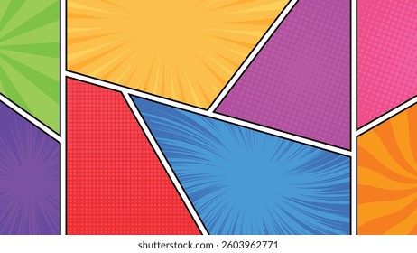 Colorful Abstract Comic Style Background with Cartoon Style