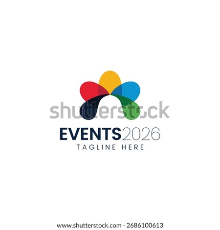 Colorful Abstract Community Flower Logo for Events with white background.