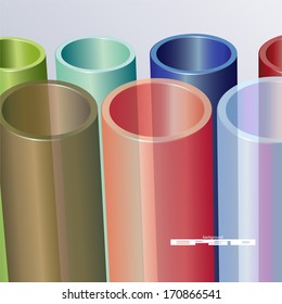 colorful abstract composition of color tubes