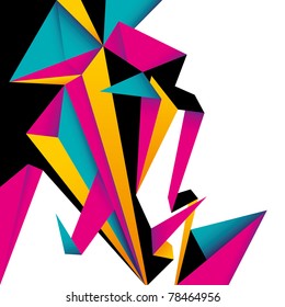 Colorful abstract composition with designed shapes. Vector illustration.