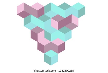 Colorful abstract composition izometric cubes.Vector illustration