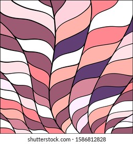 Colorful abstract composition from wavy doodles. Pink, violet, white, purple places. Isolated background.