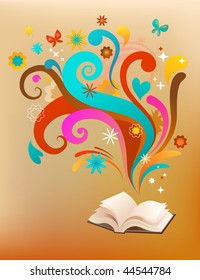 colorful abstract concept background with a mobile phone and many design elements