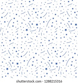 Colorful abstract confetti seamless pattern. Pop art fashion festival abstract background in memphis style
