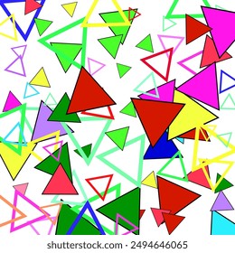 Colorful abstract confetti triangles pattern background. Colorful cheerful design for fabric, surface, package, digital paper and other.