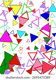 Colorful abstract confetti triangles pattern background. Simple whimsical minimal earthy 2 tone color. 