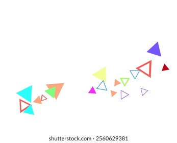 Colorful abstract confetti triangles seamless pattern background. Dash pattern on yellow background.