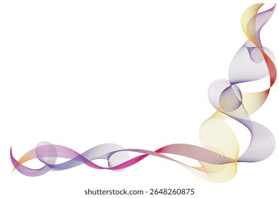 Colorful abstract corner wave with elegant pink, purple, yellow, and orange gradient lines. Ideal for decorative layouts, posters, presentations, or creative digital backgrounds