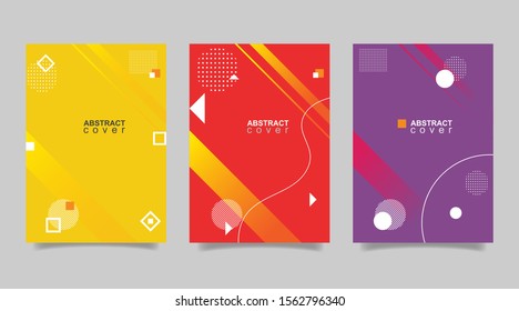Colorful abstract cover collection with geometric shapes. - Vector.

