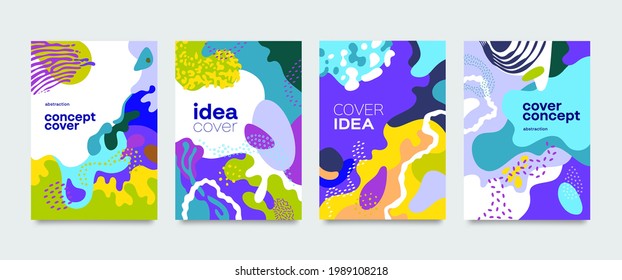 Colorful abstract cover design. Background social media banner template. Editable mockup for stories, post, blog, sale. Modern coloured shapes stylish set picture for poster, banner, site, mobile app.