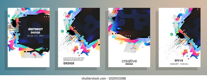 Colorful abstract cover design. Modern geometric style trends. Background for banner, card, poster, identity, web design.