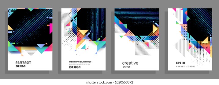 Colorful abstract cover design. Modern geometric style trends. Background for banner, card, poster, identity, web design.