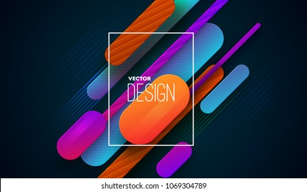 Colorful abstract cover design. Vector modern illustration with streaming linear shapes. Bright gradient background. Business brochure layout. Futuristic geometry backdrop