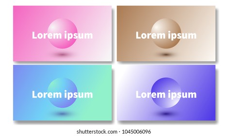 Colorful abstract cover design. Web design of the main screen. Sphere on a gradient background. Eps10 vector