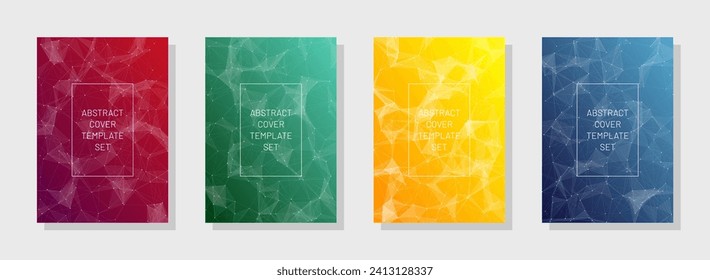 Colorful Abstract Cover Set. Engineering Pattern. Gradient Texture. Technology Backdrop. Vector