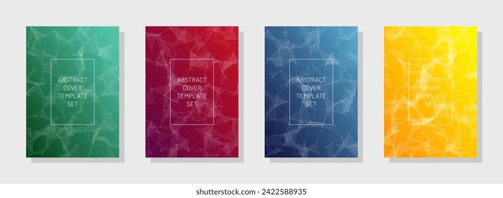 Colorido juego de tapas abstractas. Diseño de Ingeniería Tecnológica. Fondo de degradado moderno. Patrón de red. Vector