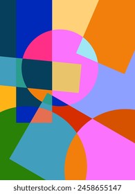 Colorful abstract creative bauhaus, shapes, geometric pattern decoration art vector illustration. Artistic design for art print, wall art, poster, cover and background.