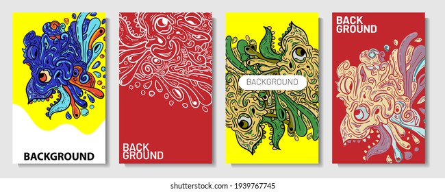 Colorful Abstract creature Template for cover, Web Design, Landing page, and Print Material.