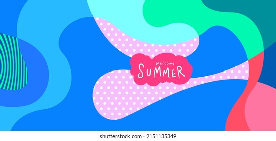 Colorful abstract curve and fluid background for summer banner