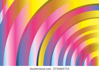 Farbiger abstrakter, gekrümmter Farbverlauf-Hintergrund mit Regenbogen-Bögen und fließenden Formen