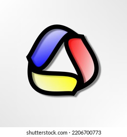 colorful abstract curved triangle design vector logo company 