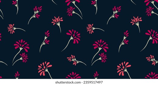 Farbige, abstrakte, süße, winzige Blumen, nahtloser Hintergrund. Muster mit handgezeichneten Vektorblumen. Muster für Design, Ornamente für Papier, Umschlag, Gewebe, Innendekoration, Textilien, Tapeten
