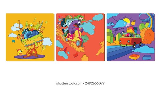 Colorful Abstract dan character Illustration Vector