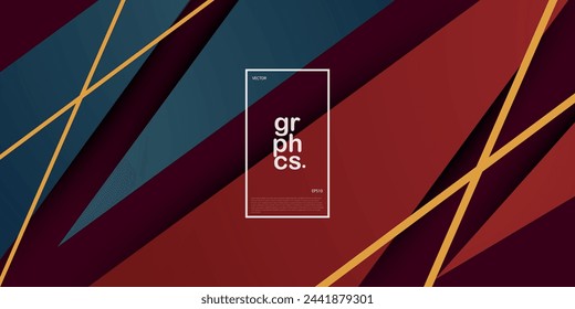 Colorful abstract dark green and red sporty background. Triangle on dark color geometric design. Modern overlap papercut background vector illustration. Eps10 vector