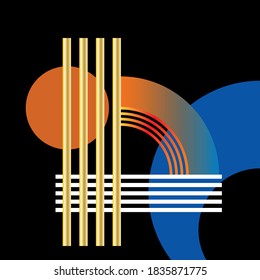 Colorful abstract decorative shapes on black background.EPS10 Illustration.
