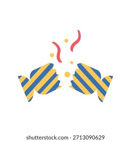 Colorful abstract design of a broken candy wrapper. Blue and yellow stripes. Vibrant candy wrapper illustration. Abstract candy wrapper with playful elements. New year illustration vector.